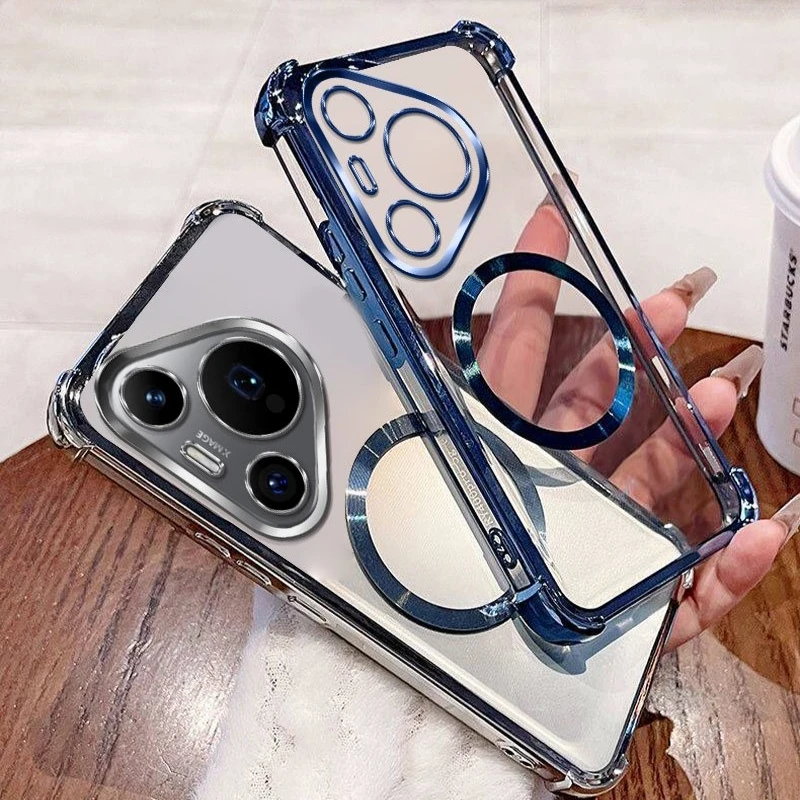 Luxury Plating Edge Transparent Phone Case - Shockproof Magnetic Protector Cover