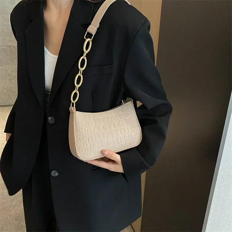 Felt Cloth Women Handbags Fashion Texture Armpit Saddle Bag Soft Unlined Cloth One Shoulder Bag Niche Design Purses