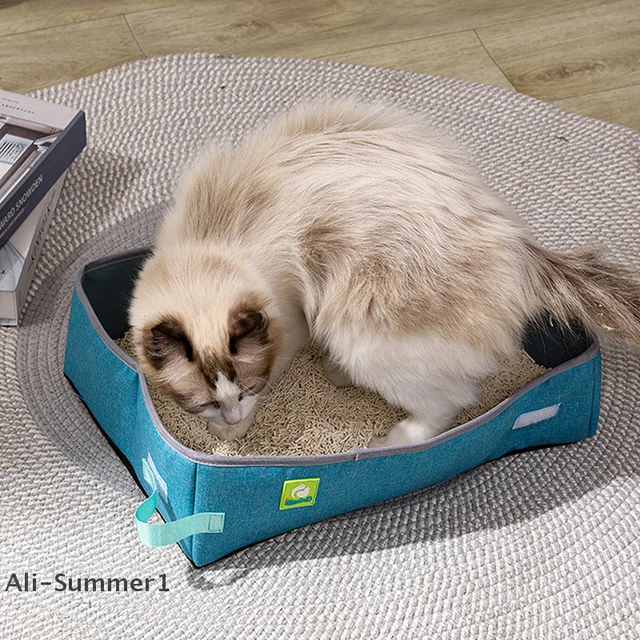 【E】Folding Cat Litter Box Portable Waterproof Oxford Cloth Cat Litter Box Cat Toilet Cleaning Basin Supplies Pet Toilet 【E】Folding Cat Litter Box Portable Waterproof Oxford Cloth Cat Litter Box Cat Toilet Cleaning Basin Supplies Pet Toilet