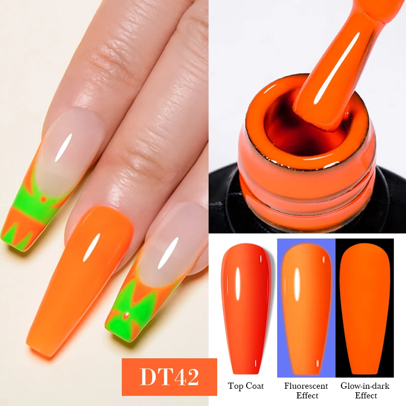 Vibrant Neon Gel Nail Polish Collection - Fluorescent Green, Red, and Yellow