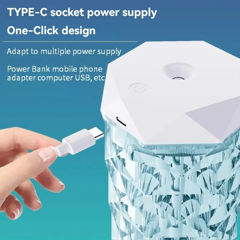 1PC Colorful USB Crystal 500/1000ml Large Capacity Air Portable Room Office Desktop Humidifier_voghion.com
