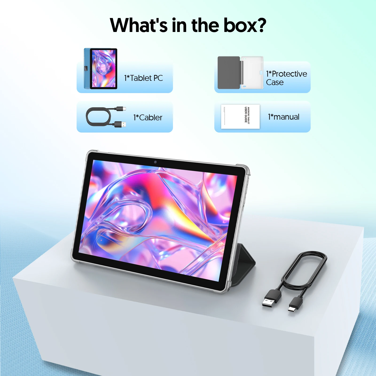 Android 15 Tablet, 10.0-inc Screen, Quad-core Processor, 12GB RAM (3GB+9GB), 64GB Storage, 2MP+8MP Dual Cameras,_voghion.com