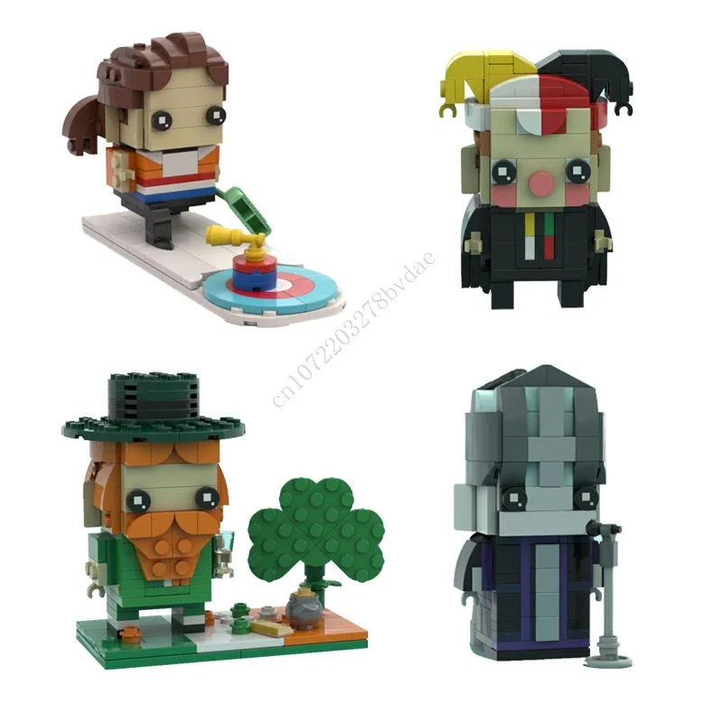 

Фигурки героев мультфильмов MOC классические, Скручивающиеся, Bassie и Адриан, День Святого Патрика, папа эмертус, кирпич, строительные блоки, игрушки, подарки
