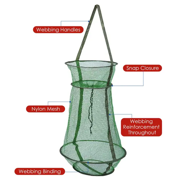 Trap Fish Basket Drawstring Opening Design Collapsible Fishing Net