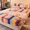 Winter Warm Thicken Flannel Elastic Fitted Sheet Mattress Protector Cover Cartoon Print Plush Soft Cozy Bed Sheet Home Decor 1