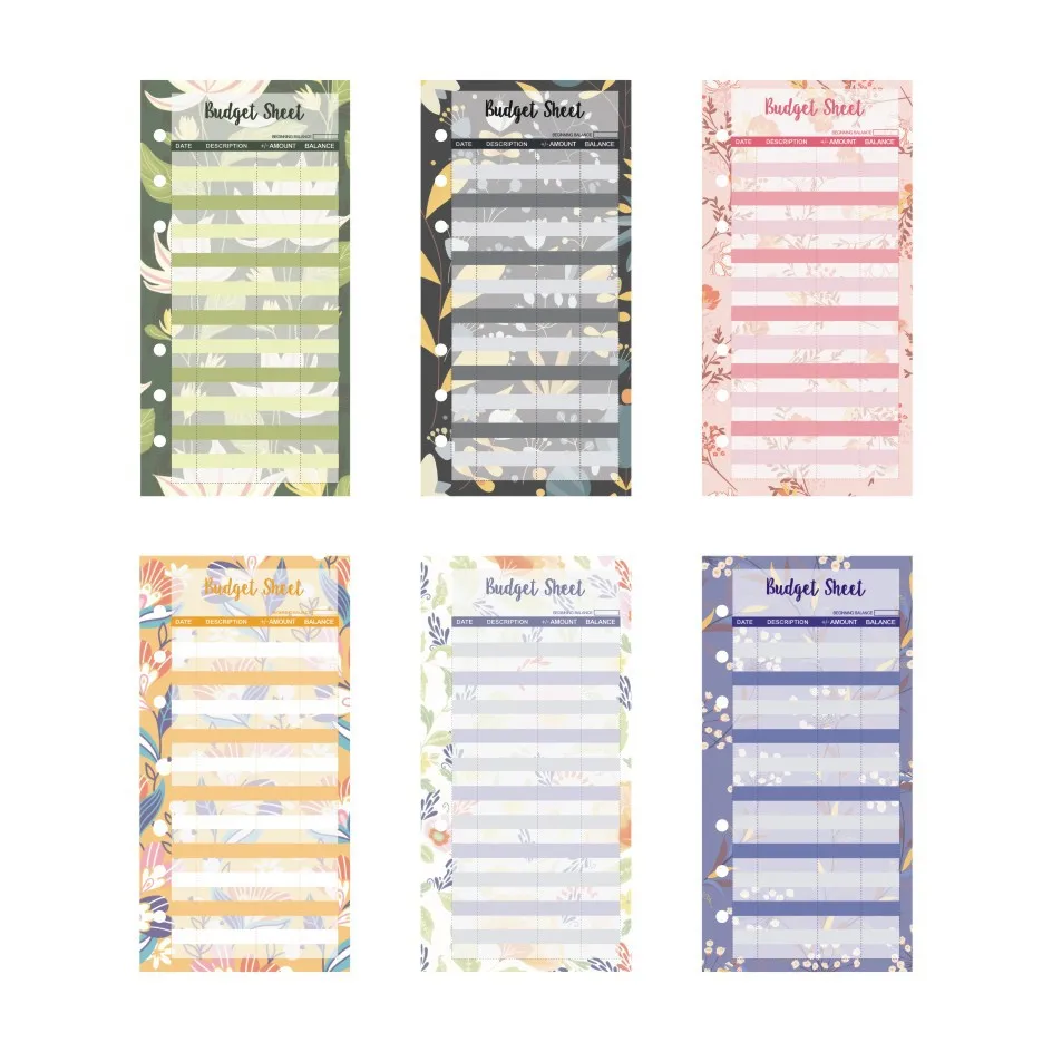 A6-Ordner, Budgetplaner, Organizer, 6 Ringbücher, Umschläge, Taschen und 12 Stück Ausgaben-Budgetblätter – Detail 6