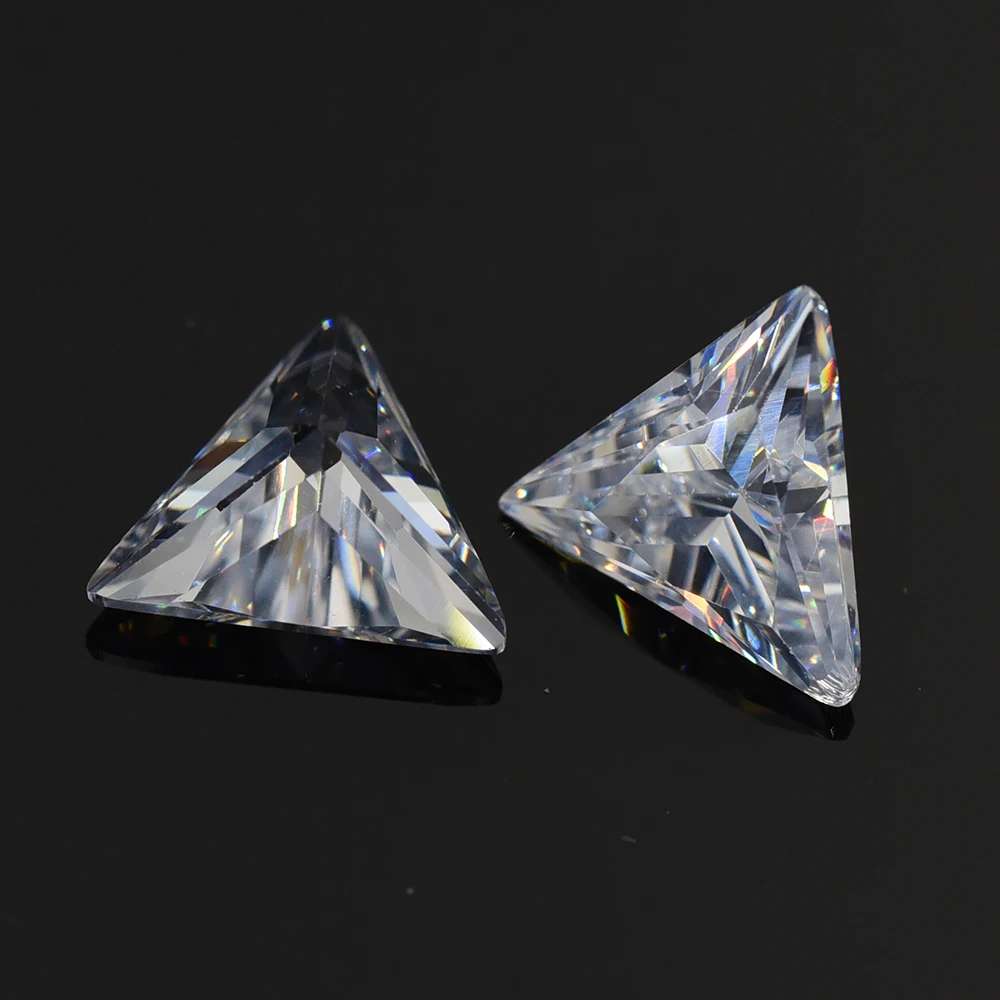 

5A White 3x3-10x10mm Triangle Shape Cubic Zirconia Stons Brilliant Cut Loose CZ Stone Synthetic Gems Beads For Jewelry