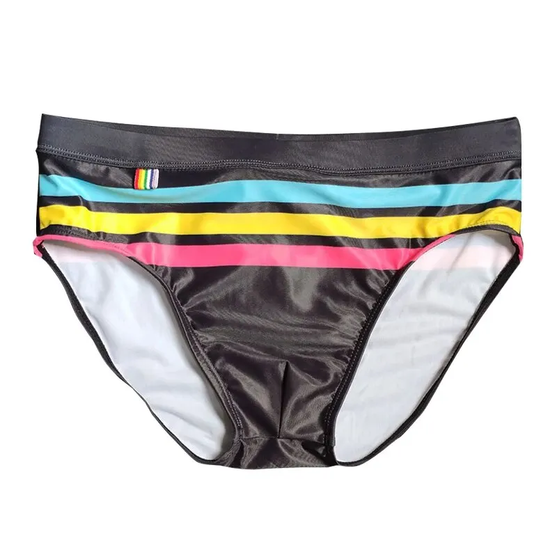 MEN'S Swimming Trunks Color Stripes Professional Swimming and Bodybuilding Briefs For Men swim trunks swim briefs