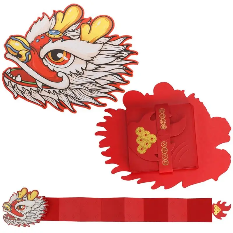 

10PCS Chinese New Year Folding Red Envelopes 2024 Dragon Hong Bao Folding Red Envelope with 8 Card Slots Lucky Money Packets