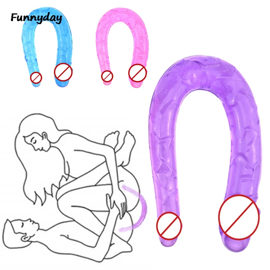 U Shape Soft Jelly Double Dildo Female Masturbation Realistic Penis G Spot Massage Stimulate Sex Toys For Woman Adult Games