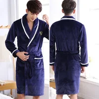 Grande taille épaisse flanelle hommes Robe Kimono peignoir Robe corail vêtement de nuit en polaire vêtements de maison automne hiver vêtements de nuit vêtements de salon 5