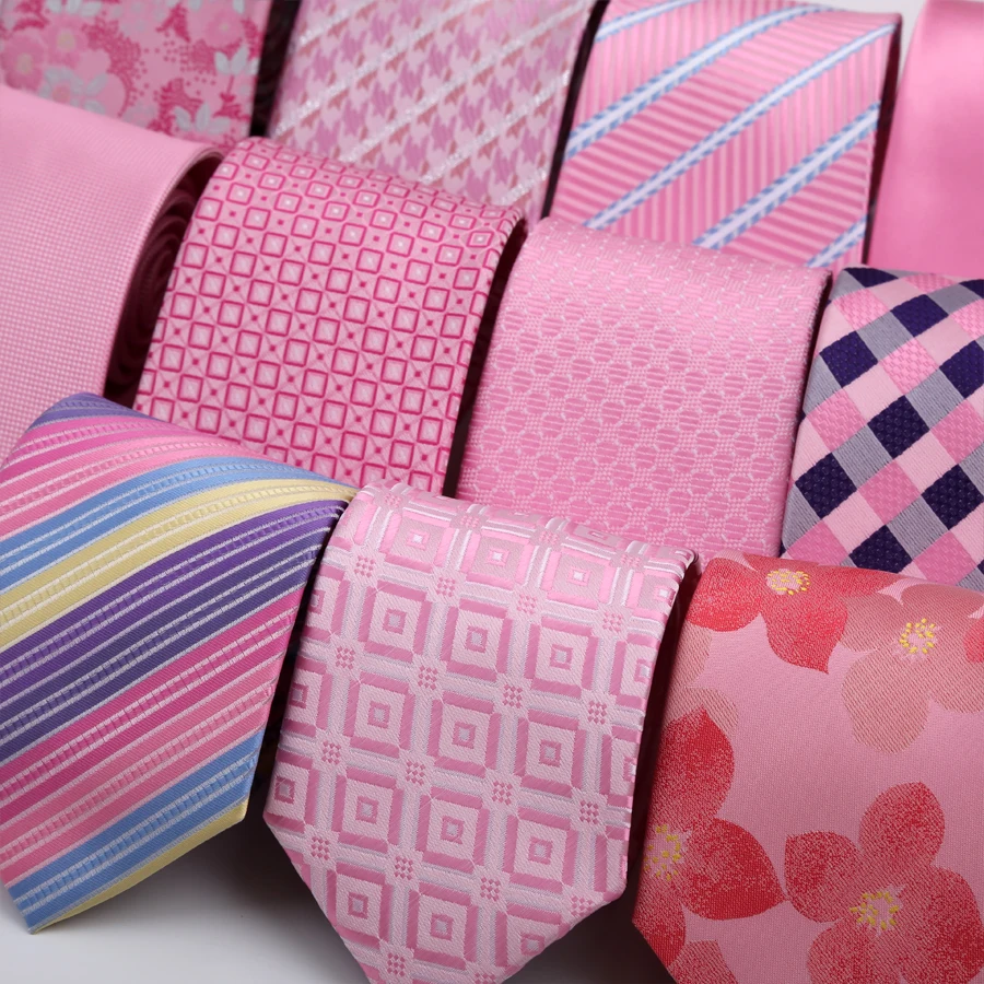 Mens Necktie 50 Colors 8CM Pink Color Stripes Floral Plaid Solid Ties For Man Groom Neck Tie For Business Wedding Party