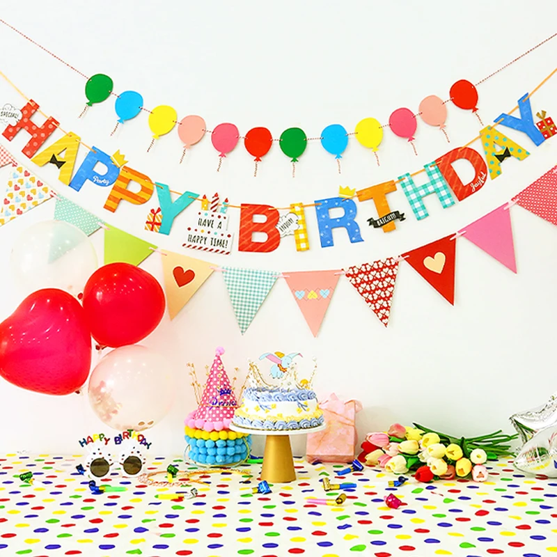 Description Picture 2 of itemColorful Happy Birthday Banner Macaron Dinosaur Astronaut Birthday Flag Birthday Baby Shower Decoration Bunting Garland Flags