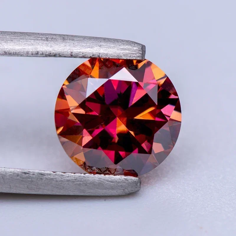 Moissanite Stone Round Cut Watermelon Red Color Lab Created Diamond Gemstone Beads for DIY Jewelry Making with GRA Certificate 5