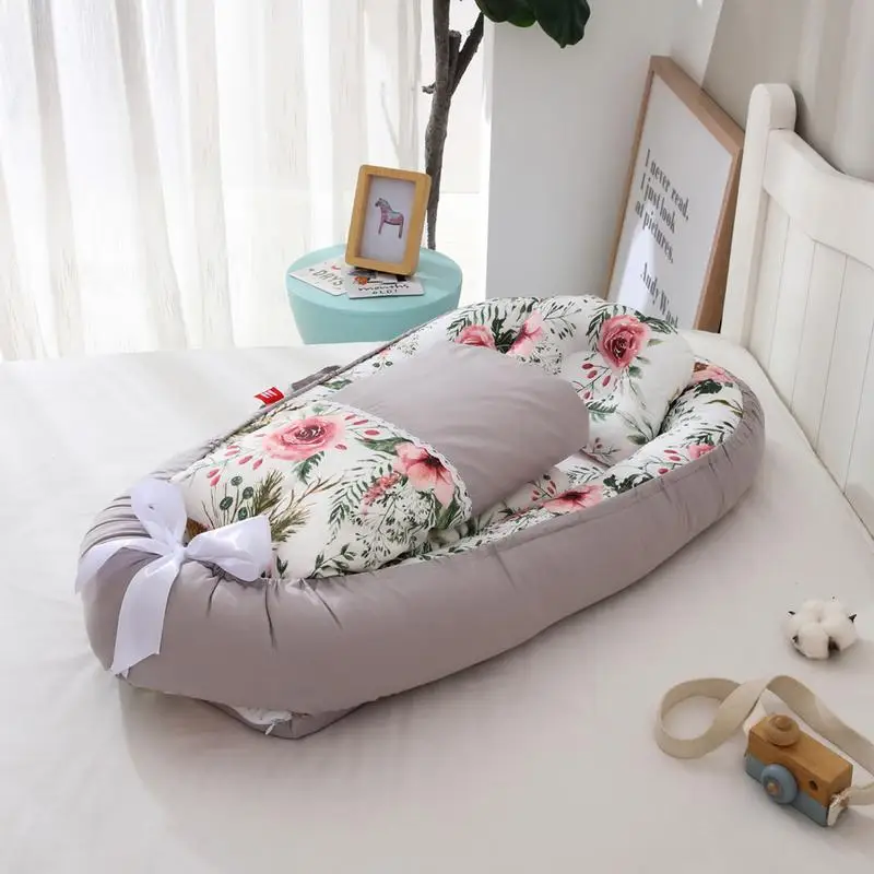 Portable Baby Sleeping Nest With Pillow And Quilt Infant Cradle Newborn Bassinet Bed Removable Cover Toddler Nursery Crib