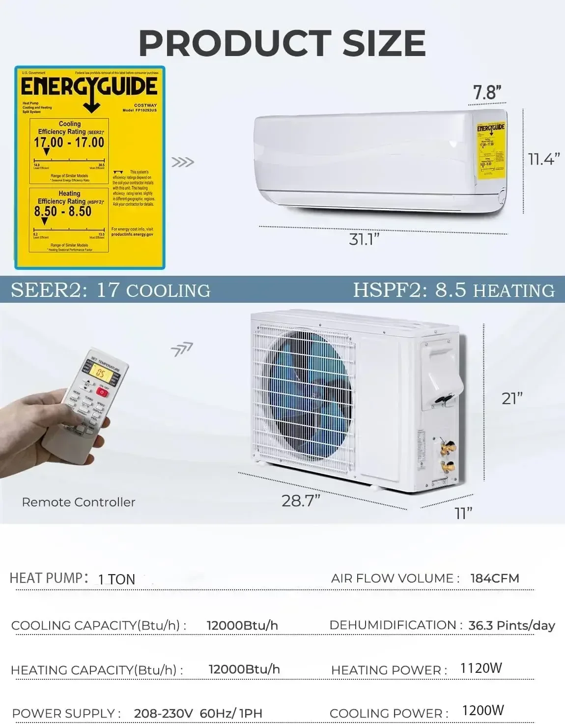USA Canada 9000 12000 18000 24000Btu Wall Mounted Split Mini AC Unit  Conditioning Smart Inverter Air Conditioner 3