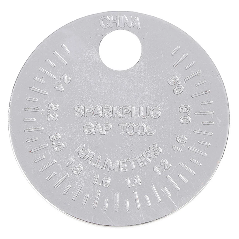 Universal 0.6-2.4mm Range Coin-Type Spark Plug Gage Gap Tool Feeler Spark Plug Gap Measurement Tool Metal Measurement 1PC spark plug gap tool