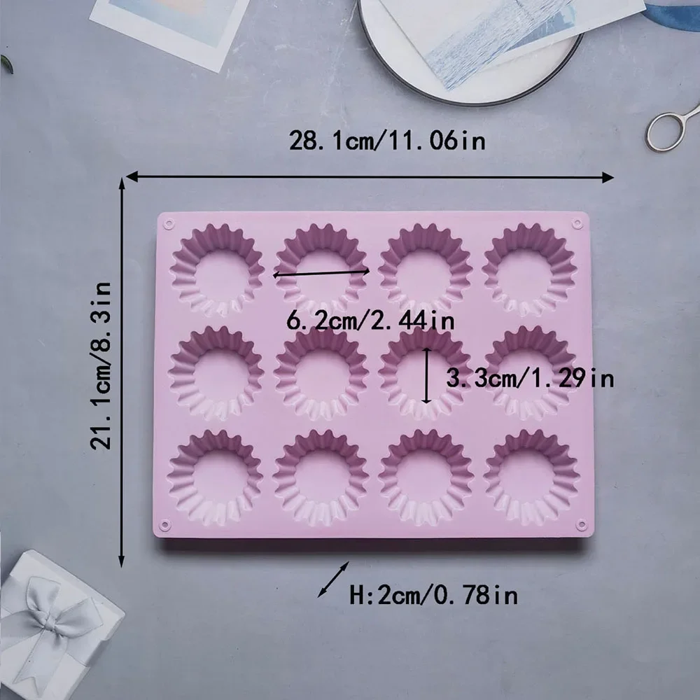 

12 cavity Round Silicone Muffin Cup Mold Cake Chocolate Egg Tart Baking Tray Silicone Cake Mold Dessert Bakeware Bread Biscuit