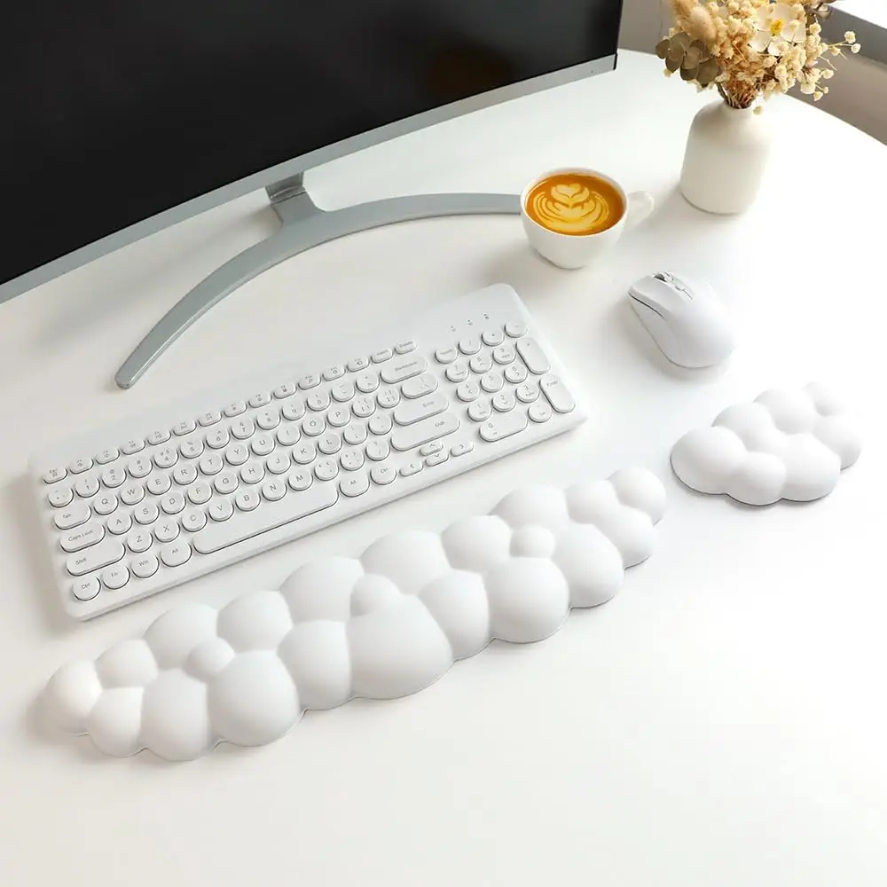 Keyboard Cloud Wrist Rest with Soft Leather Memory Foam Wrist Support/Cushion for Easy Typing and Pain Relief  Rest for office