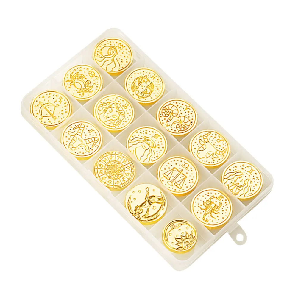 15pcs DIY Art Seal Head Multipurpose Embossed Seal Head Ornamental Wax Stamp Craft Supplies for Packaging Scrapbooking