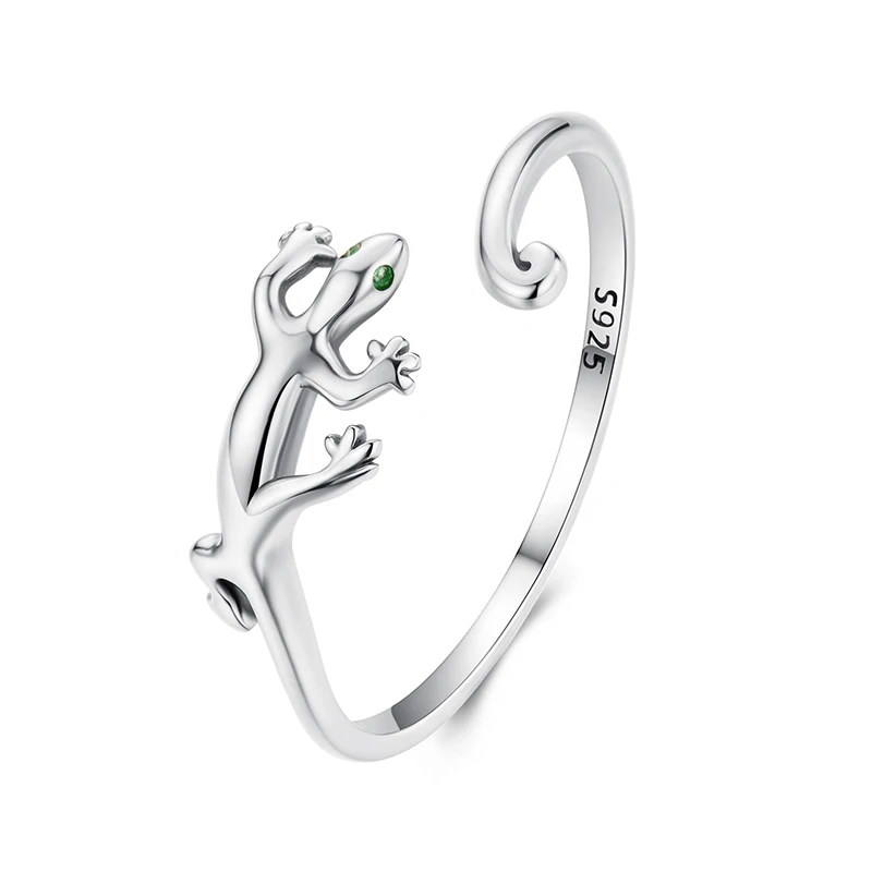 Elegant Adjustable Sterling Silver Zircon Open Ring
