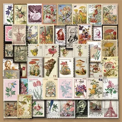 Assorted Vintage Postage Stamp Stickers for Scrapbooking and Journaling - Pack of 10/20/50 Pieces (50 PCS)
