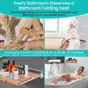 Wall Mounted Foldable Teak Shower Seat Bench Home Care Waterproof Non-Slip Space-Saving Easy Installation 440lbs Capacity 3