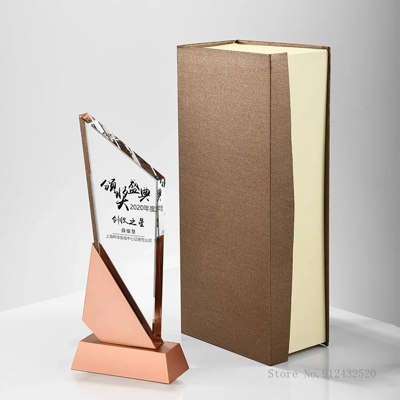 Customized Electroplating Metal Trophy for Home Decoration, Custom Crystal, Gold, Silver, Copper, Creative Activity Souvenir 1Pc