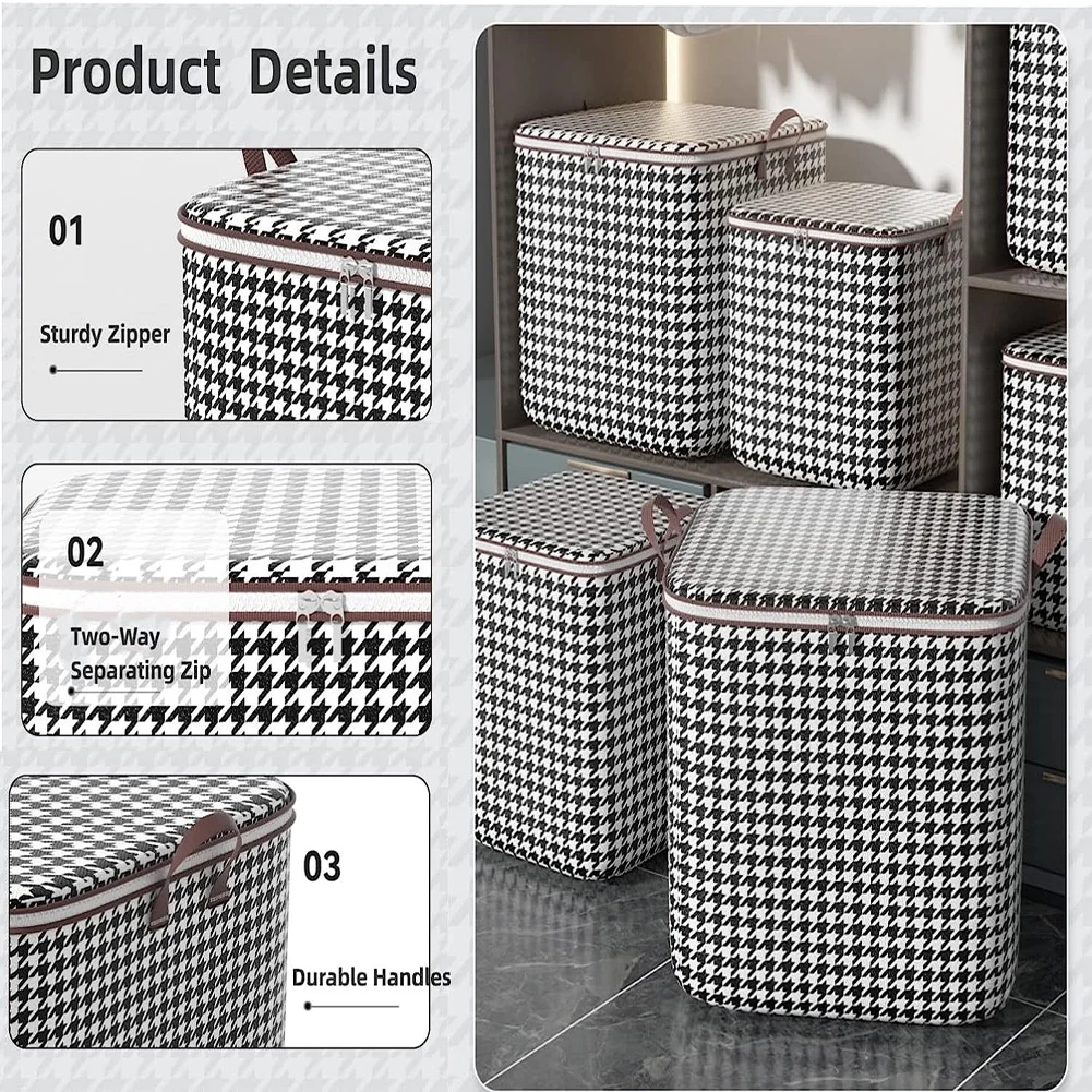 Folding Clothes Storage Bag Visible Portable Wardrobe Sorting Clothes Storage Box with Reinforced Handle for Bedding Quilt 3