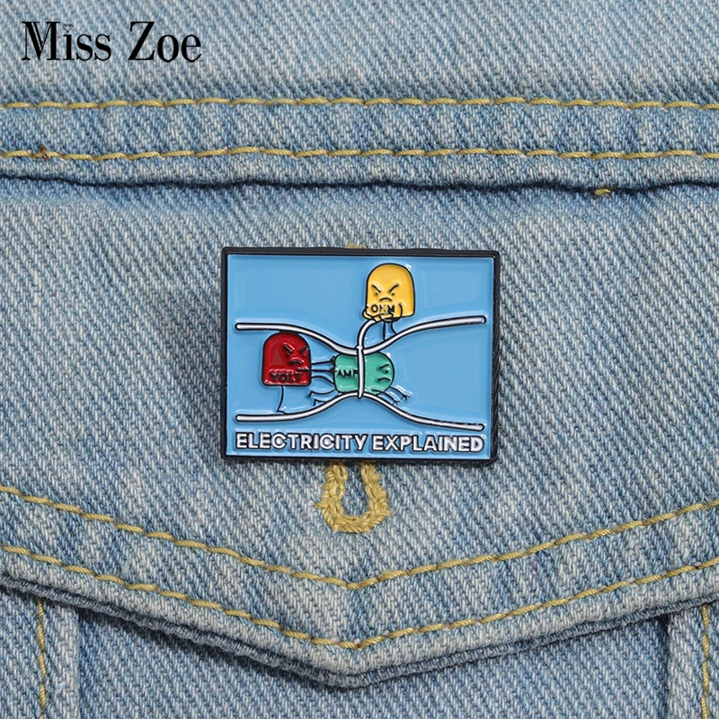Lustige Elektrizität erklärt Emaille Pins benutzer definierte elektro magnetische Phänomene Broschen Revers Abzeichen Cartoon Schmuck Geschenk für Freunde