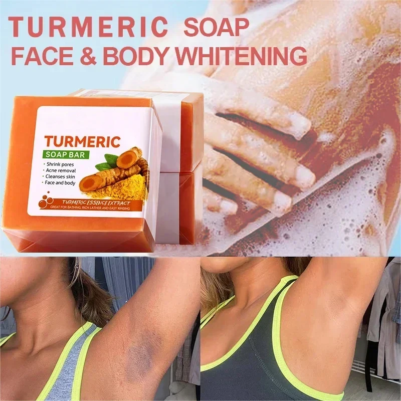 Hand Made Turmeric Soap Smooth Skin Deep Cleansing Handmade Soap Cleaning Lightening Dark Underarm Leg Body Brighten Face