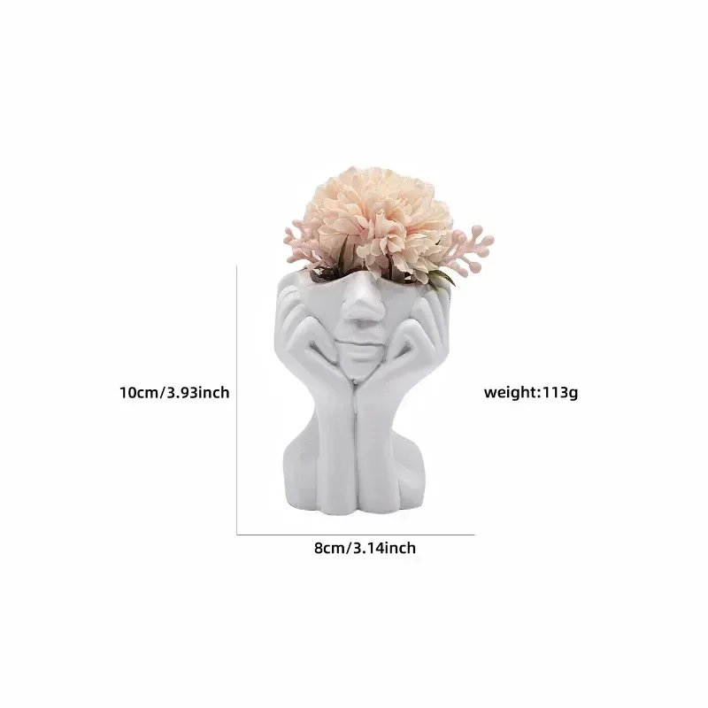 2025 New Resin Vase Nordic Human Face Flower Vases Home Decor Creatrive Art Sculpture Human Head Abstract Plant Flower Pot