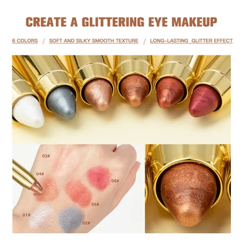 New Double-head Metallic Eyeshadow Stick Shimmer Eyeshadow Pencil Ultra Pigmented And Long Lasting Cream Eye Shadow Pen - Thumbnail 6