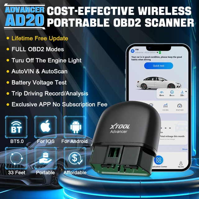 XTOOL AD20 OBD2 Scanner Cars Code Reader Automotive OBD 2 Diagnostic Tools Live Data Read fault Battery Test Check Engine Light 2