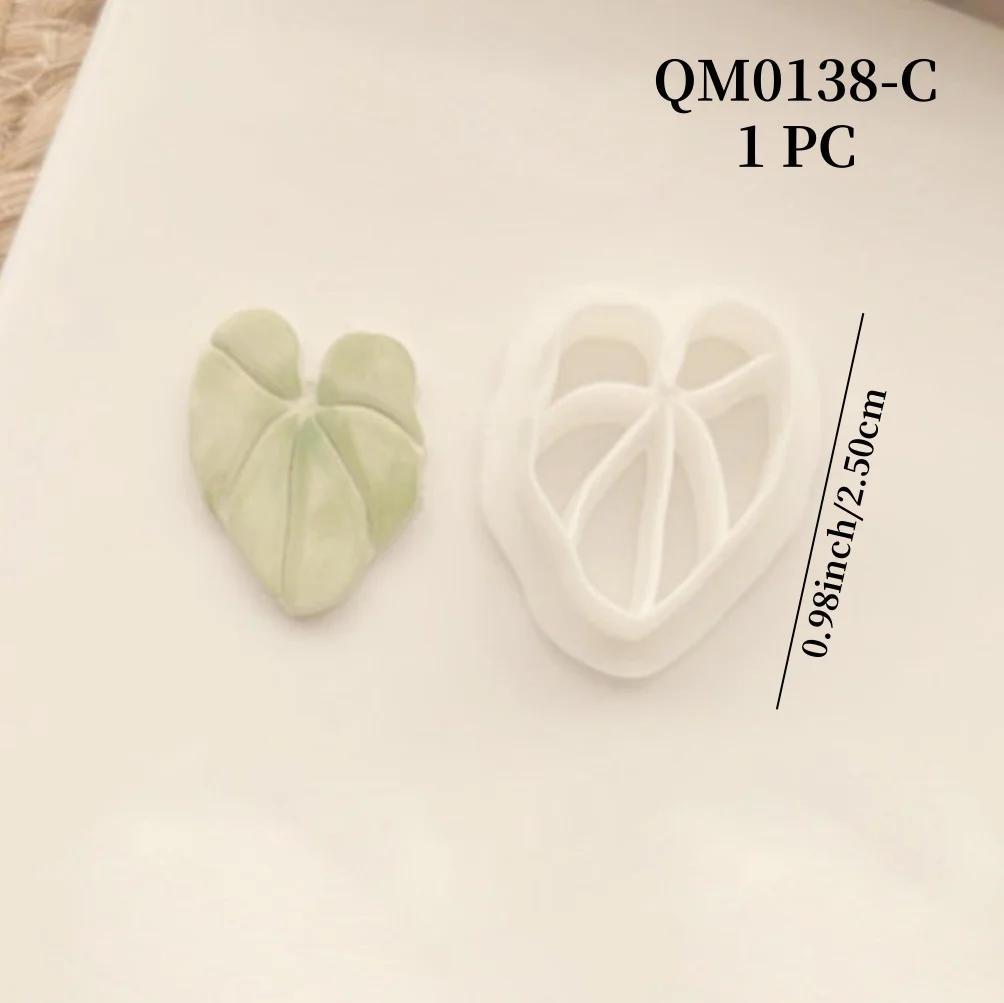 1pc Tropische Blatt Form Polymer Clay Schneider Frühling Immergrüne Blätter Geprägte Herstellung Keramik Ton Ohrringe Schmuck Anhänger Werkzeuge – Detail 4