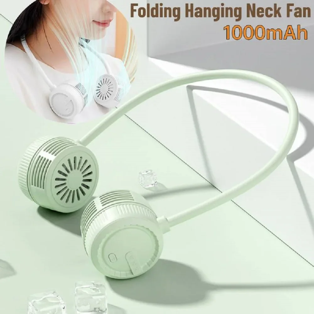 Hanging Neck Fan Quick Cooling Hands Free Bladeless Fans Portable 360°Rotate Typc Rechargeable Flexible for Outdoor Indoor