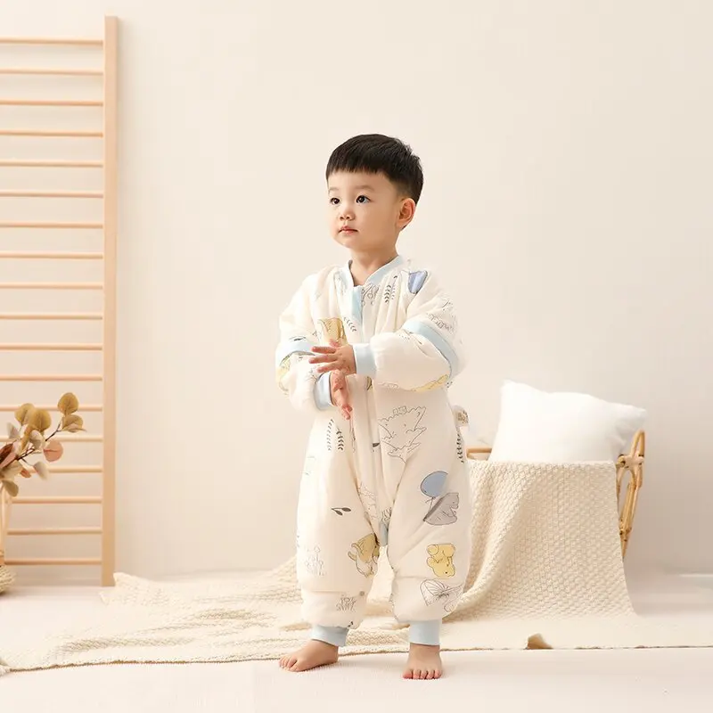 Baby Sleeping Bag Thickened Warm Children's Cotton Clip Cold Baby Clothing Bodysuit Thermostatic Sleeping Bag Autumn Winter
