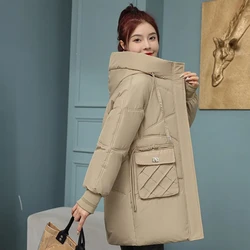 2024 New Winter Jacket Women Parkas Loose Down Cotton Jacket Long Coat Female Hooded Warm Thicken Puffer Parka Overcoat