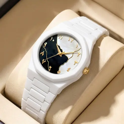 1pc All-Black Metal Chain Watch with Octagonal Bezel, Unique Markings, Simple and Stylish, Unisex, Trendy and Versatile - Image 13