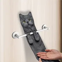Funny Cat Hand Towels Kitchen Bathroom Hand Towel Ball with Hanging Lo-ops Quick Dry Soft Absorbent Microfiber creative Towels 2