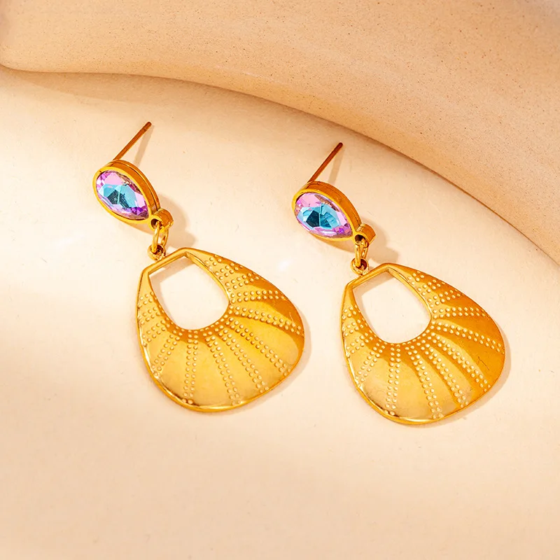 Stainless Steel Geometric Water Drop Earrings For Women No Fading Metal Stylish Statement Jewelry 18K Gold Plated 2
