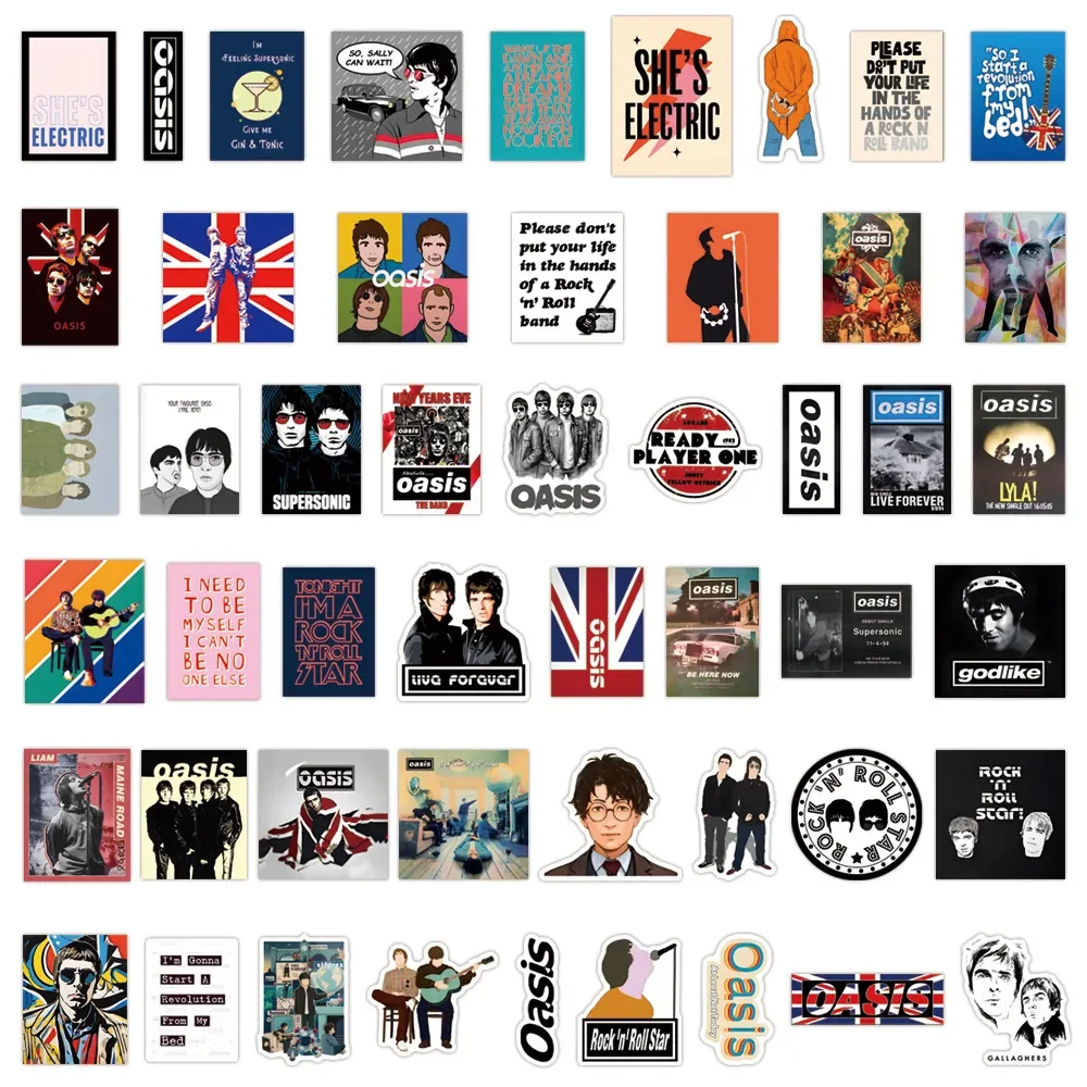 100/50PCS British Rock Band Oasis Graffiti Aufkleber für Fahrrad Hand Konto Federmäppchen Aufkleber – Detail 3