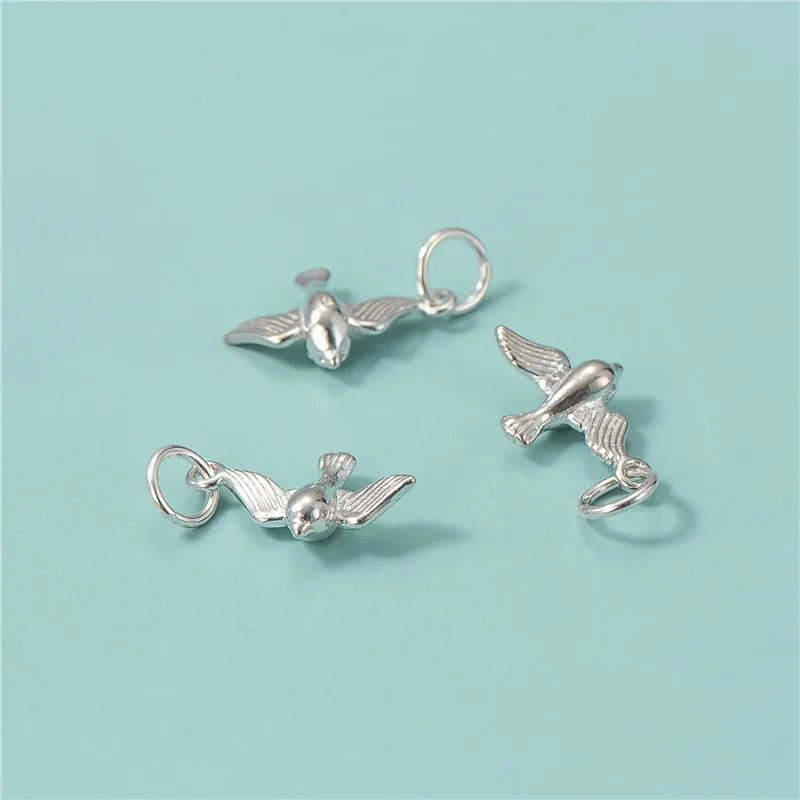 925 Sterling Thai Silver Fashion Animal Swallow Charm Pendant Handmade DIY Accessories Jewelry