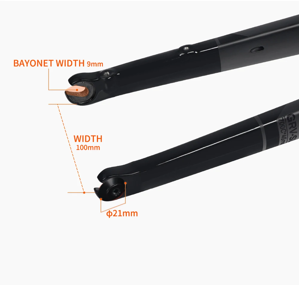TOSEEK T800 Carbon Gabel Fahrrad Kies Gabel Rennrad Gabel 700C * 45mm 27,5er Quick Release 9*100mm/Steckachse 12*100mm – Detail 13