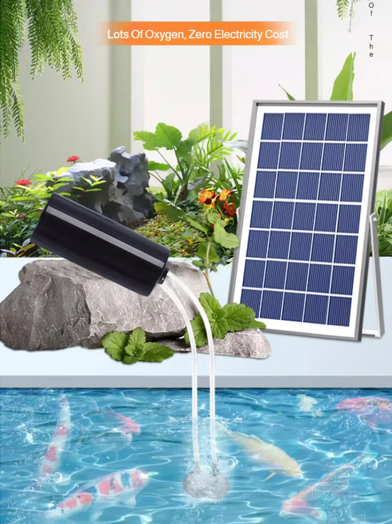 Solar Pool Oxygen Pump Small Fish Tank Oxygen Pump Continuously Produces Bubbles Day and Night