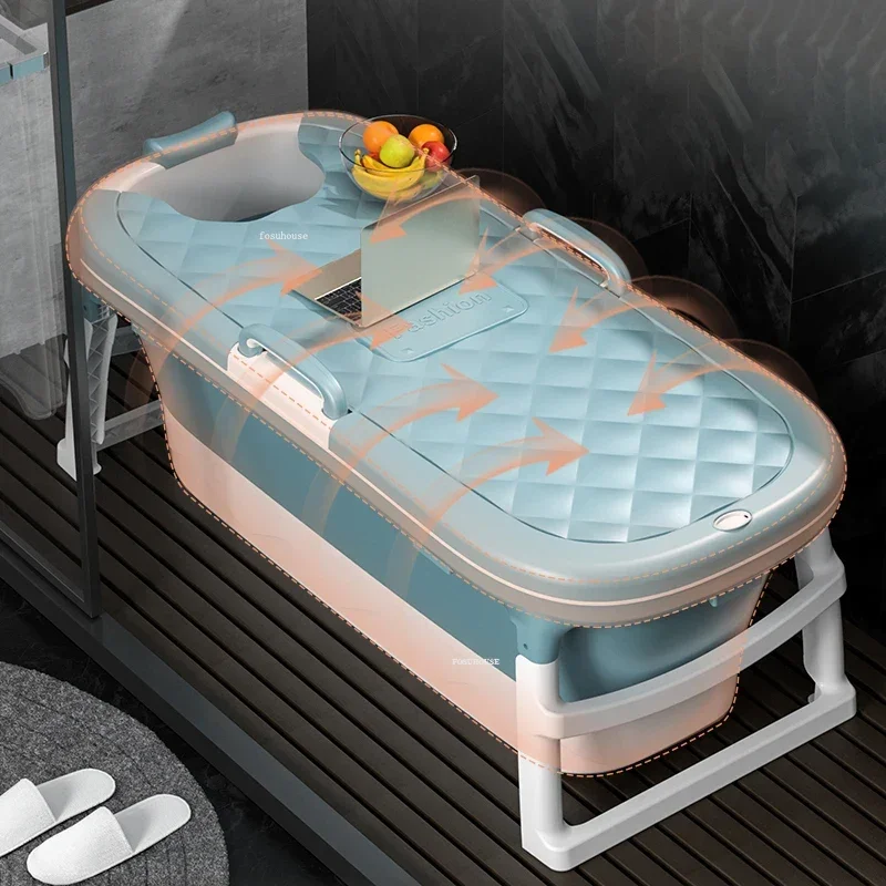 Folding Portable Bathtubs for Adults Family Home Heating Bath Barrel Thickened Whole Body Bathtub Bathroom Plastic Bath Tub XX