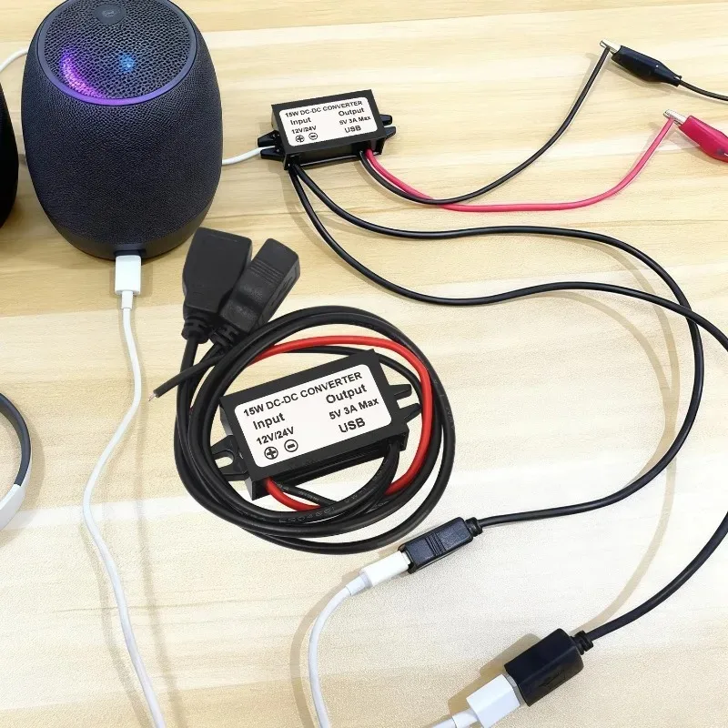 Dual USB Wire Connector Waterproof 12V- 5V Converter DC-DC Step Down Module Power Adapter Multi Functional Voltage Conversion