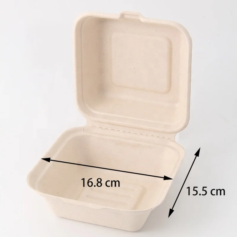 100 Pack] Compostable Take Out Food Containers 6x6 To Go Boxes by