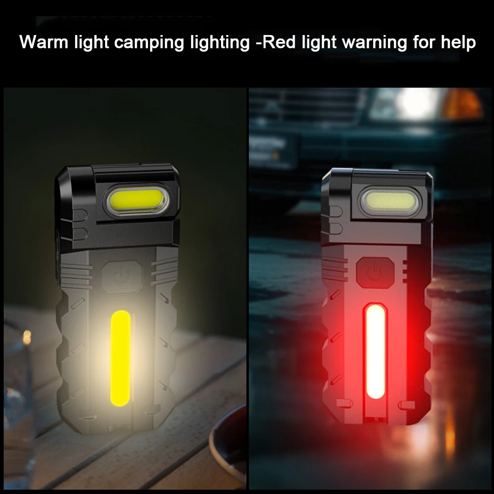 Magnetic LED Flashlight Compact Torch USB Rechargeable EDC Pocket Flashlight Waterproof Portable Work Light for Camping Hiking