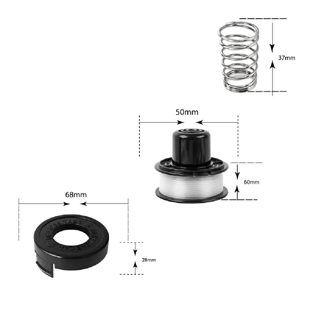 New RS-136 Replacement String Trimmer Spool Line For BLACK+DECKER ST4000  ST4500 (1 Spool, 1 Cap And 1 Spring)